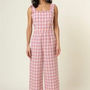 FRNCH Pink and White Checkered Jumpsuit